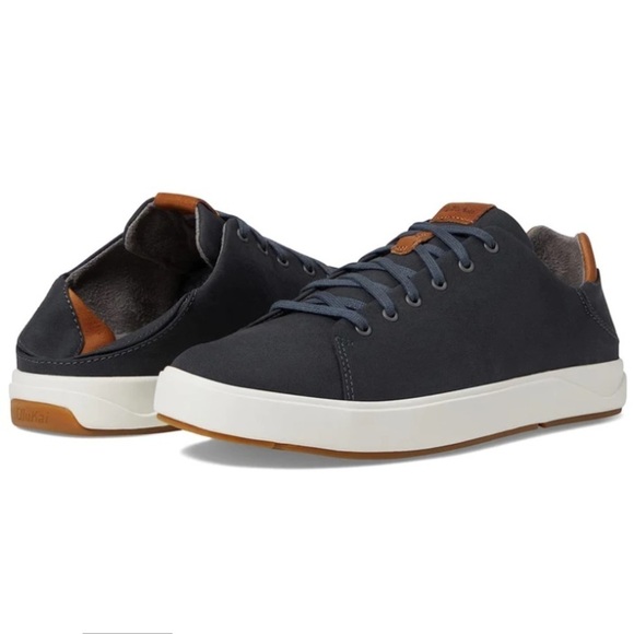 Olukai Lae 'Ahi Li Men Charcoal Gray Lace Up Slip On Sneakers - Picture 1 of 10